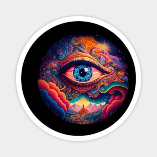 Psychedelic all seeing eye v1 round Magnet